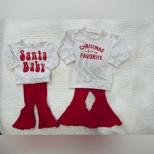 Christmas sweatshirt and stretchy bell bottoms- no longer have the smaller size!
